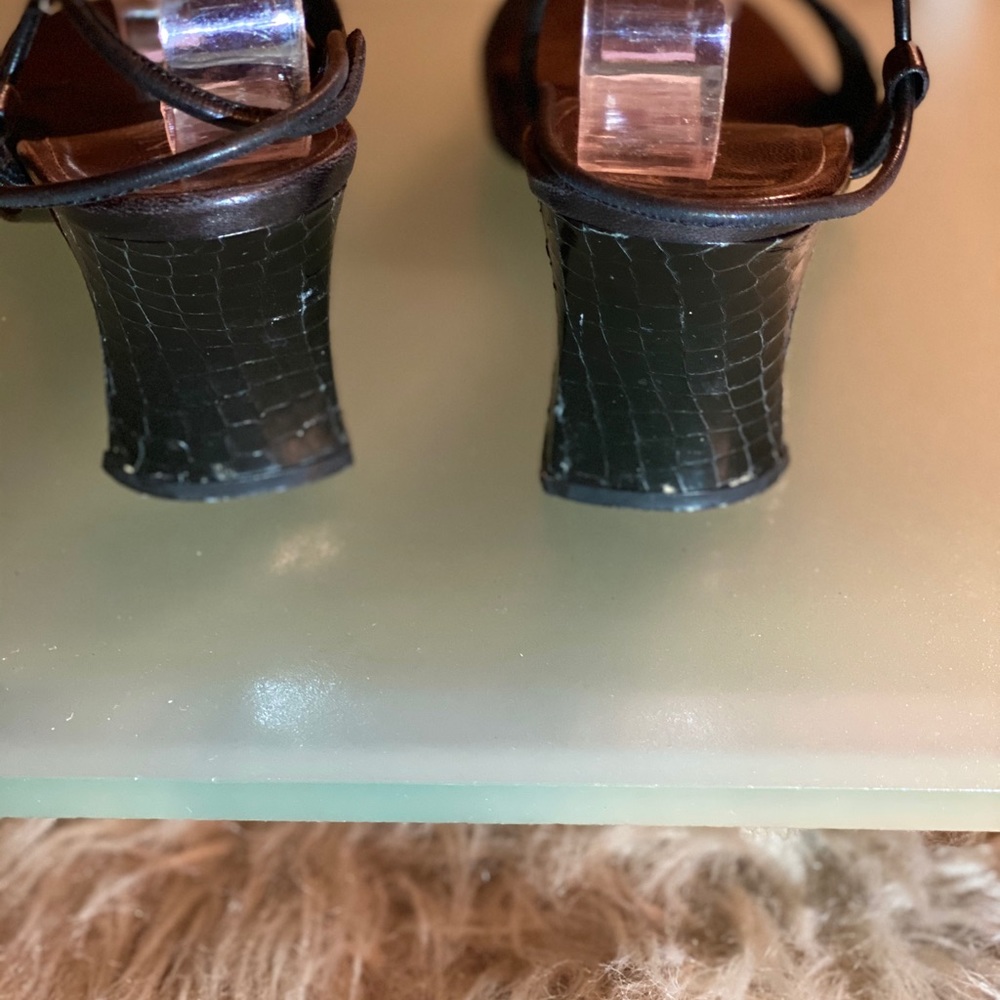 Anne Klein Black Python Sandals Vtg - image 6